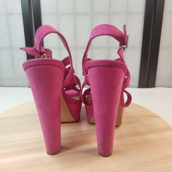 ALDO Suede Peep Toe High Heel Platforms Pink Fushia Women EU 38/ US 7.5 - Picture 7 of 15